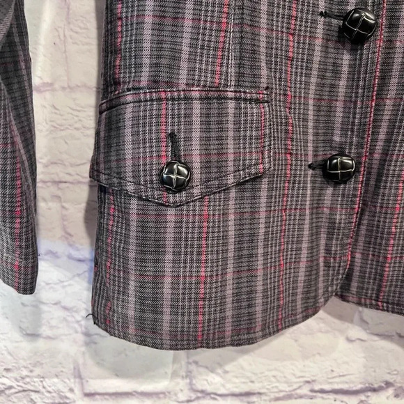 Woolrich Size XS Cotton Vintage Striped Blazer Jacket Grey Collar Button Front - Picture 5 of 11